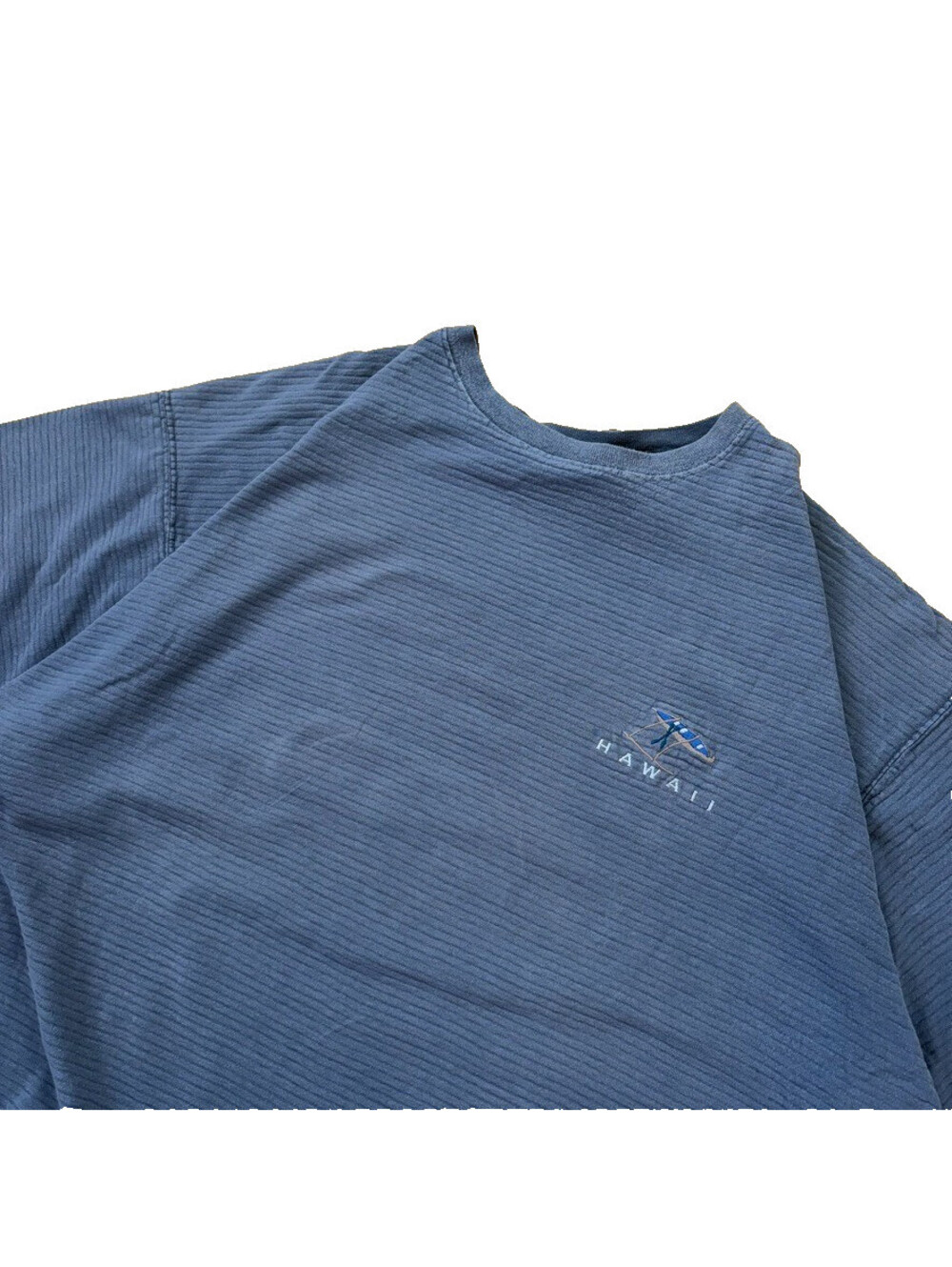 VTG 90s Sgt. Leisure Hawaii Ribbed Tee XL Faded Blue Surfer